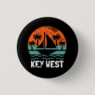 Key West Solnedgång Retro Semester Knapp
