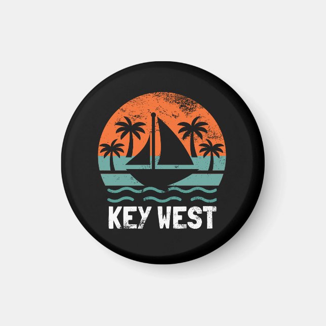 Key West Solnedgång Retro Semester Magnet (Framsidan)