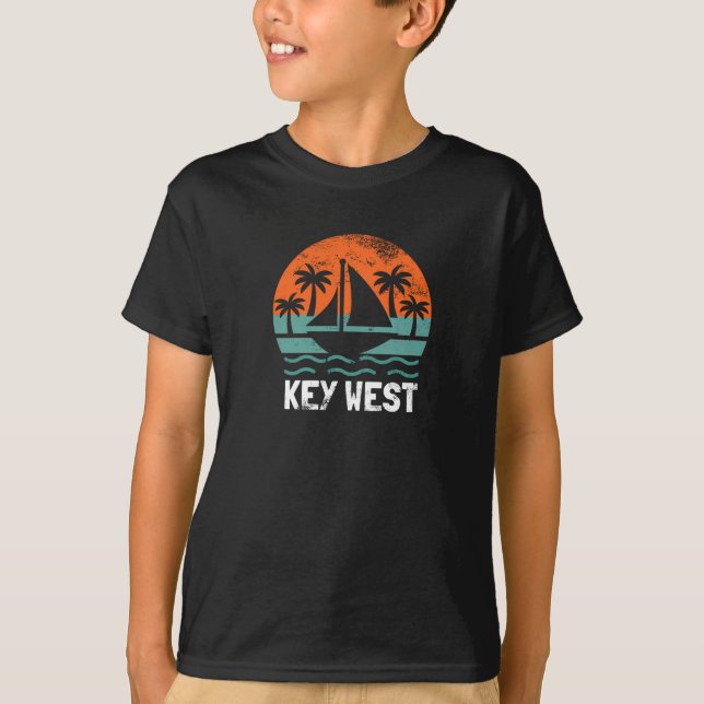 Key West Solnedgång Retro Semester T Shirt (Framsida)