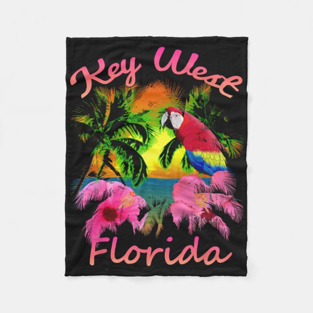 Key West Tropical Beach Sunset Men Women Kids  Fleecefilt (Framsidan)