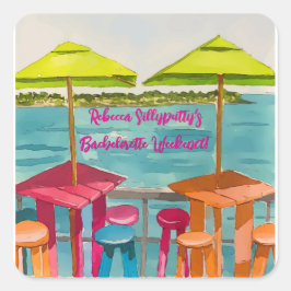 Key West Vibes Möhippa Helg Fyrkantigt Klistermärke