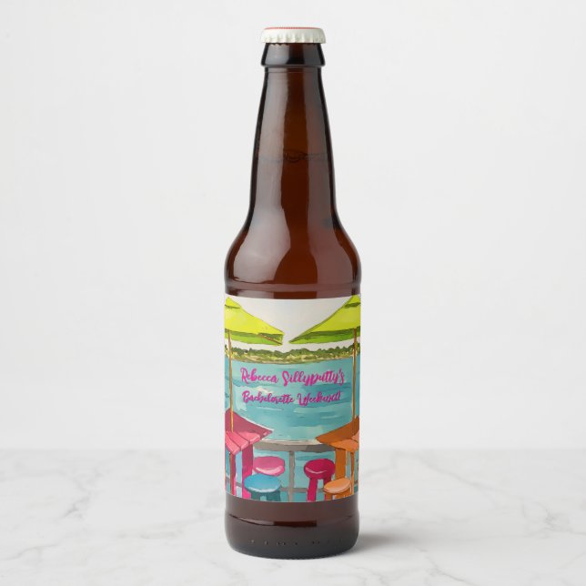 Key West Vibes Möhippe Helg Ölflaska Etikett (Framsida)