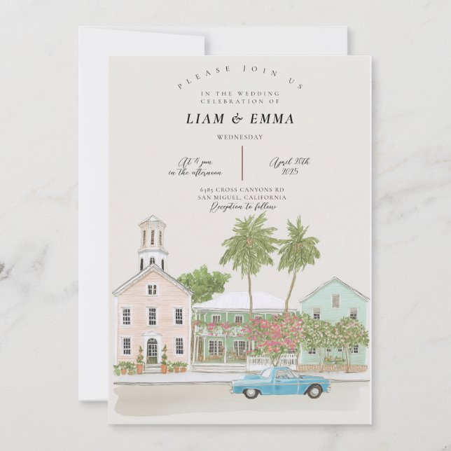 KEY WEST Wedding Destination Florida keys  Inbjudningar (Framsida)
