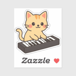 Keyboard Cat Cartoon Style Klistermärken