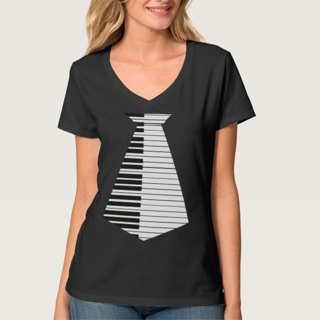 Keyboard pianist piano tie musician t shirt (Framsida)