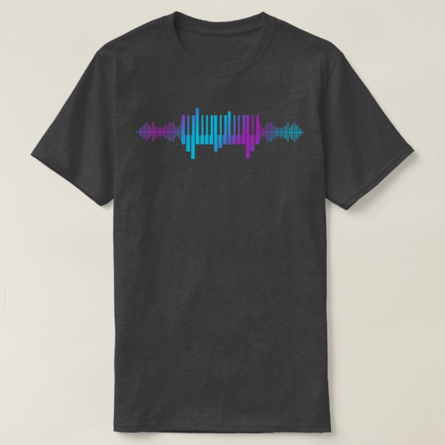Keyboard Player Heartbeat Music Waves  T Shirt (Design framsida)