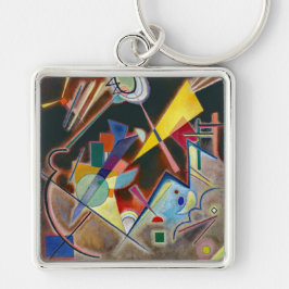 KEYCHAIN - Abstrakten "Tiefes Braun" - Kandinsky Fyrkantig Silverfärgad Nyckelring