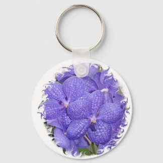 Keychain African Violets Lila blommor Bouquet Nyckelring