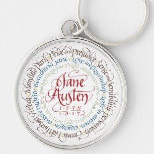 Keychain - anpassningar för Jane Austen Rund Silverfärgad Nyckelring