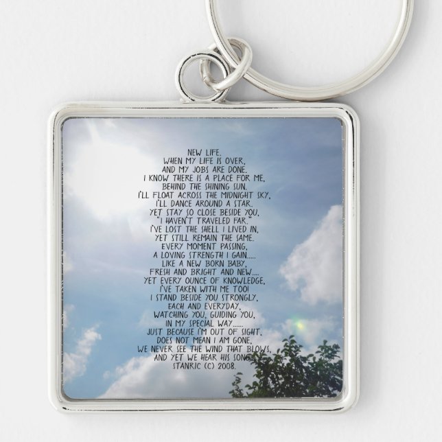 KEYCHAIN ART AND DESIGT FYRKANTIG SILVERFÄRGAD NYCKELRING (Framsidan)