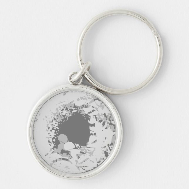 KEYCHAIN ART AND DESIGT RUND SILVERFÄRGAD NYCKELRING (Framsidan)