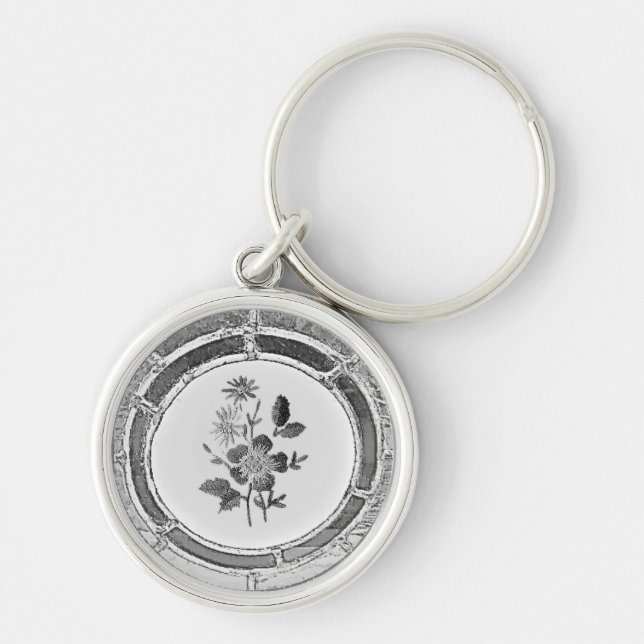 KEYCHAIN ART DESIGN STIL RUND SILVERFÄRGAD NYCKELRING (Framsidan)