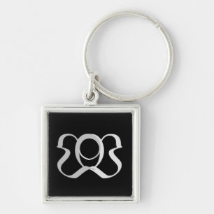 KEYCHAIN ART STIL DESIGN FYRKANTIG SILVERFÄRGAD NYCKELRING
