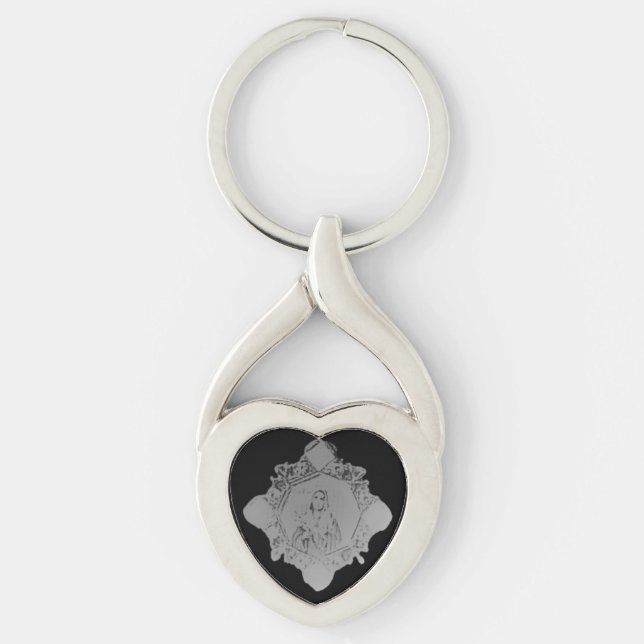 KEYCHAIN ART STIL DESIGN TWISTED HEART SILVERFÄRGAD NYCKELRING (Framsidan)