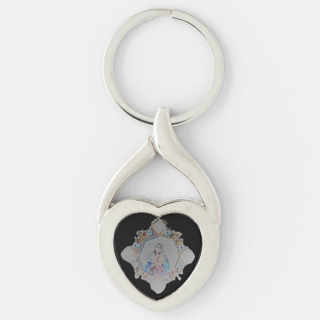 KEYCHAIN ART STIL DESIGN TWISTED HEART SILVERFÄRGAD NYCKELRING (Framsidan)