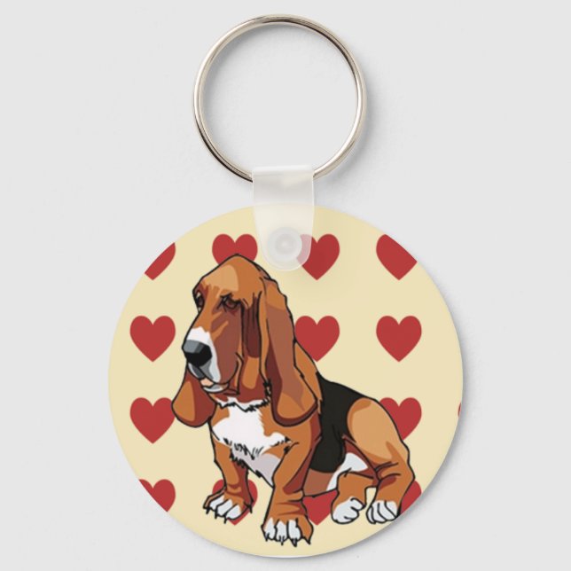 Keychain - Basset Hound Nyckelring (Framsida)