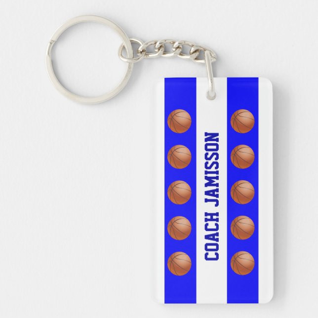 Keychain, Blue/White for Basketball Coach, Player Nyckelring (Framsidan)