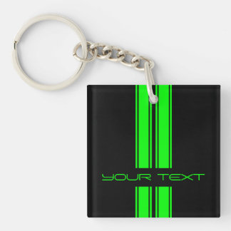 Keychain - din text - svart-/limefruktDuo