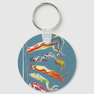 KEYCHAIN FESTIVE KOINOBORI FISH CARP STREAMERS NYCKELRING