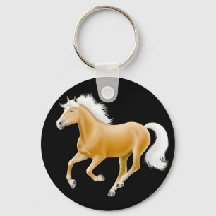 Keychain för Haflinger Palominohäst svart Nyckelring