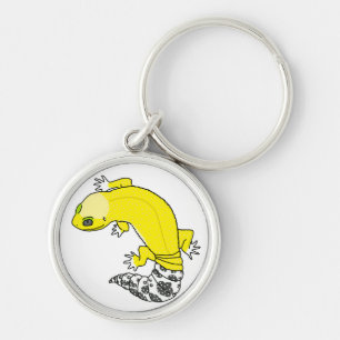 keychain för leopardgecko 2 rund silverfärgad nyckelring