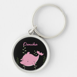 Keychain för nyckelring för rosa delfinflickor