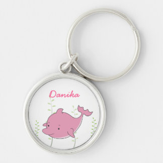 Keychain för nyckelring för rosa delfinflickor kän