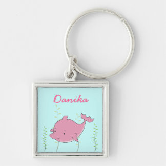 Keychain för nyckelring för rosa delfinflickor kän
