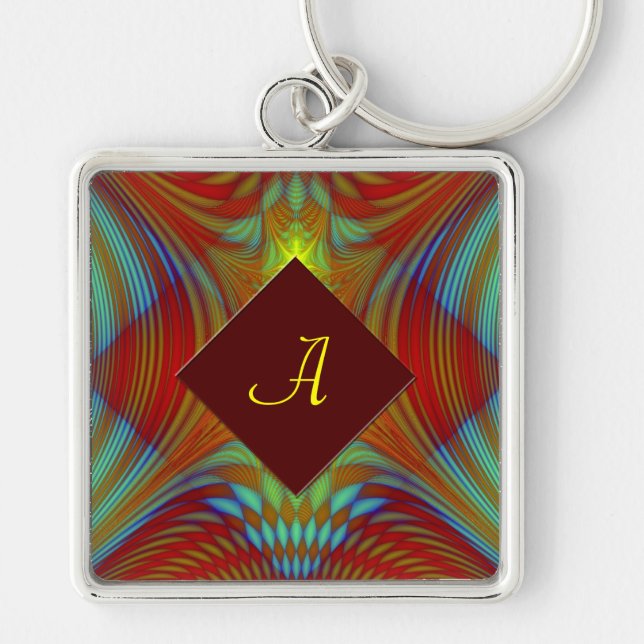 Keychain för Phoenix fractalpersonlig Fyrkantig Silverfärgad Nyckelring (Framsidan)