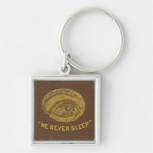 Keychain för Pinkerton detektiv- byrålogotyp Fyrkantig Silverfärgad Nyckelring