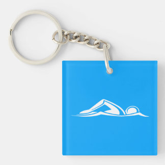 Keychain för simmalogotypakryl blått