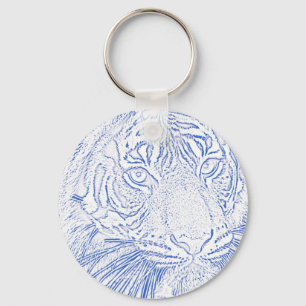 Keychain för tiger (blått) nyckelring