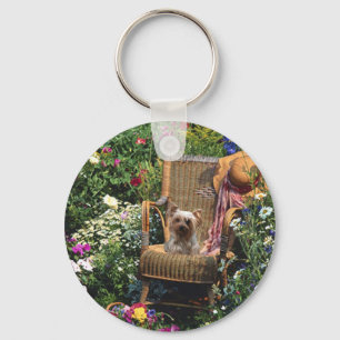 Keychain för Yorkshire Terrier trädgård Nyckelring