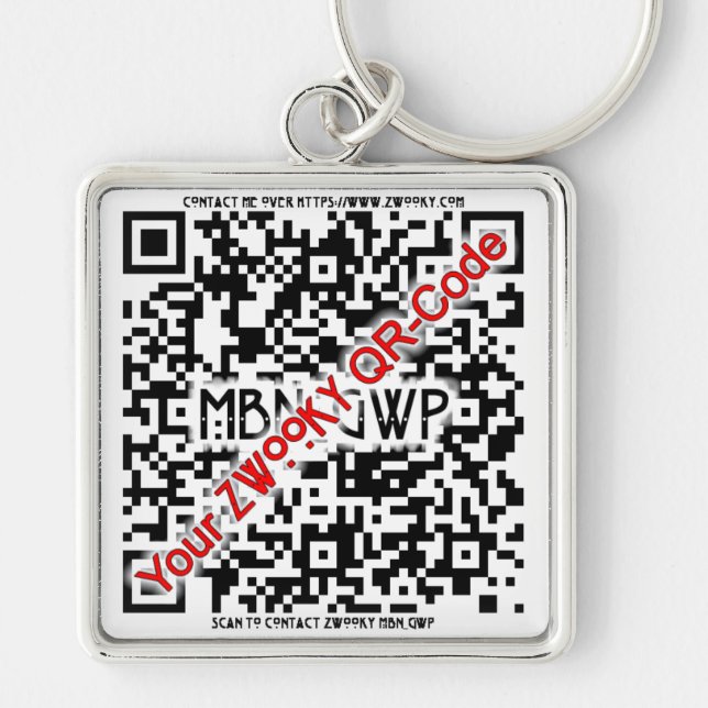 Keychain för ZWOOKY QR Fyrkantig Silverfärgad Nyckelring (Framsidan)