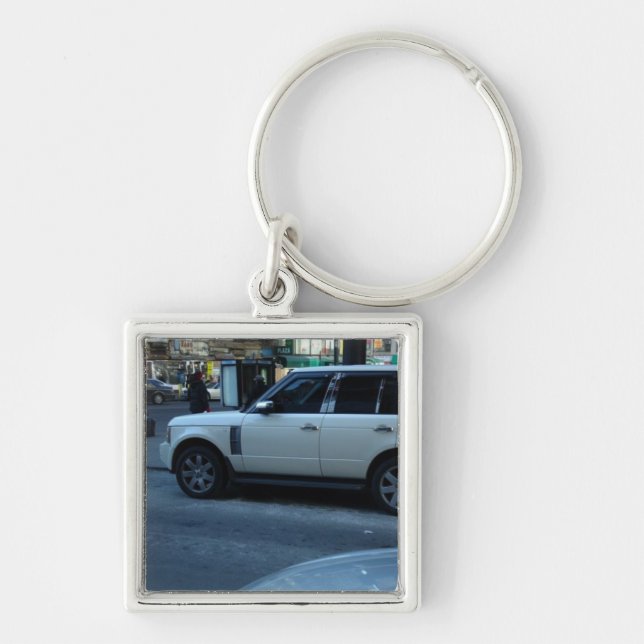 Keychain Fyrkantig Silverfärgad Nyckelring (Framsidan)
