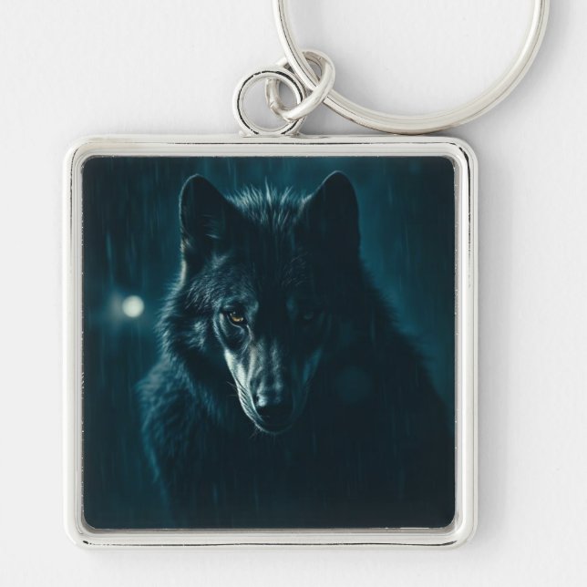 Keychain  fyrkantig silverfärgad nyckelring (Framsidan)