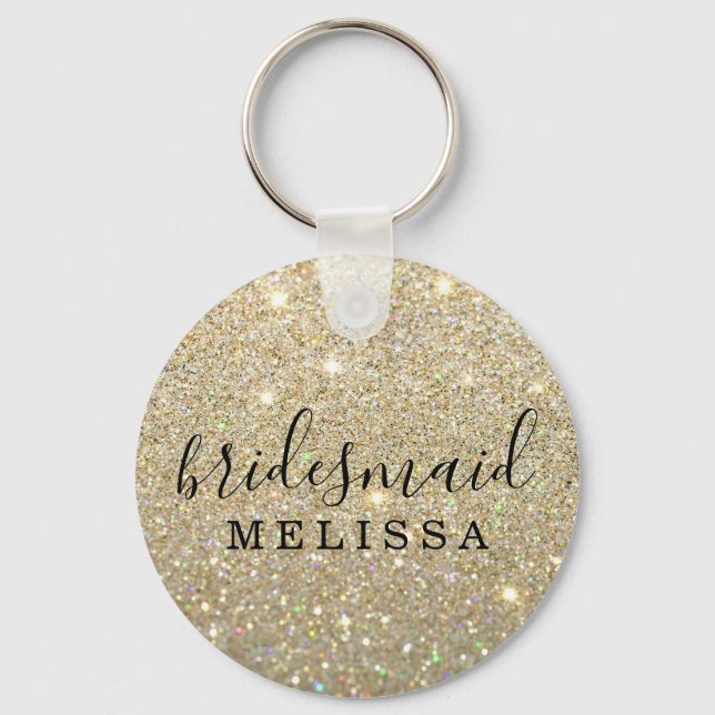 Keychain Glitter Bridesmaid - Guld Nyckelring (Framsida)