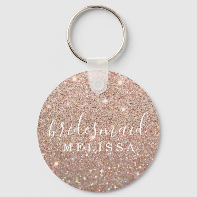 Keychain Glitter Bridesmaid - Ro Guld Nyckelring (Framsida)