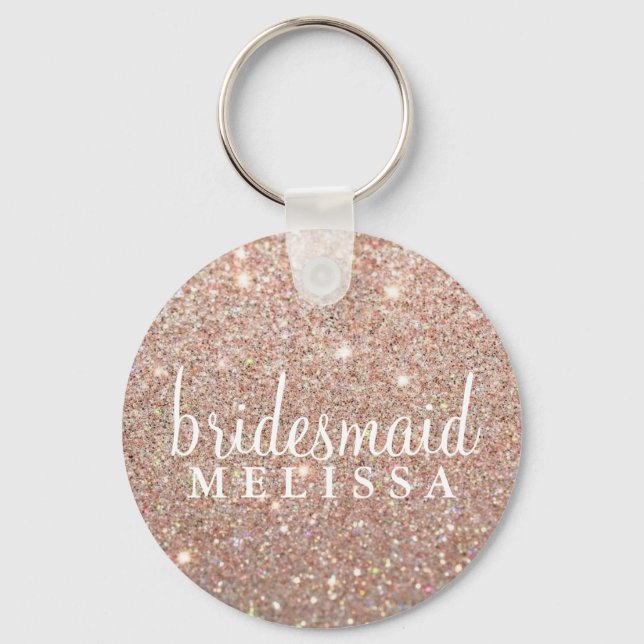 Keychain Glitter Bridesmaid - Ro Guld Nyckelring (Framsida)