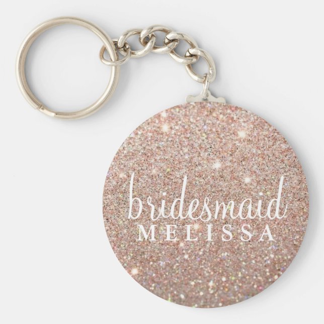 Keychain Glitter Bridesmaid - Ro Guld Nyckelring (Framsidan)
