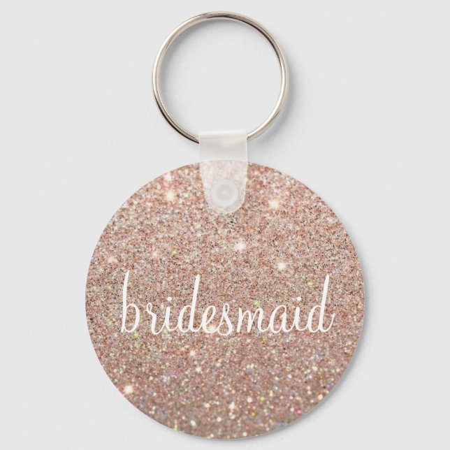 Keychain - Glitter Fab Bridesmaid RoseGold Nyckelring (Framsida)