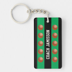 Keychain grönt/svart för baskettränaren, spelar nyckelring