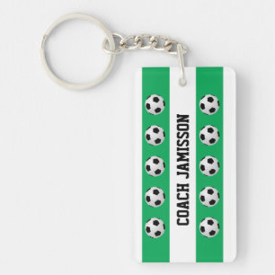 Keychain, grönt & vit, för fotbolllagledare,