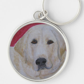 Keychain gul Labrador Retriever Rund Silverfärgad Nyckelring