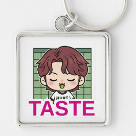 Keychain Haechan TASTE Theme Fyrkantig Silverfärgad Nyckelring