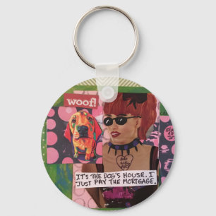 Keychain-hund hus. Jag betalar precis inteckna Nyckelring