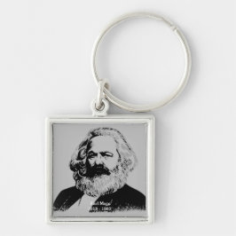 Keychain Karl Marx - square Fyrkantig Silverfärgad Nyckelring