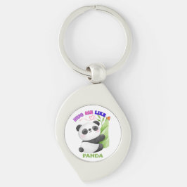 🐼 Keychain & Lanyard - Hug mig som en Panda Swirl Silverfärgad Nyckelring