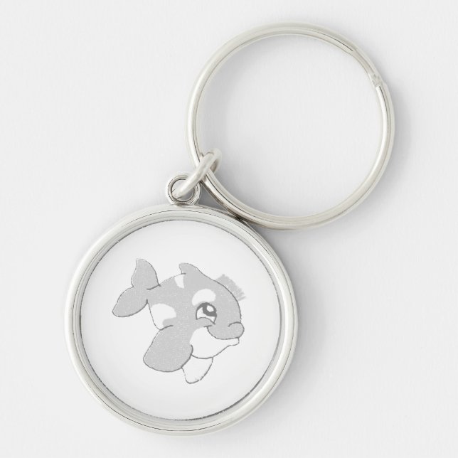 Keychain Lanyard Rund Silverfärgad Nyckelring (Framsidan)