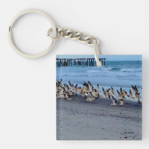 Keychain med bilden av fåglar, svart skumslevar